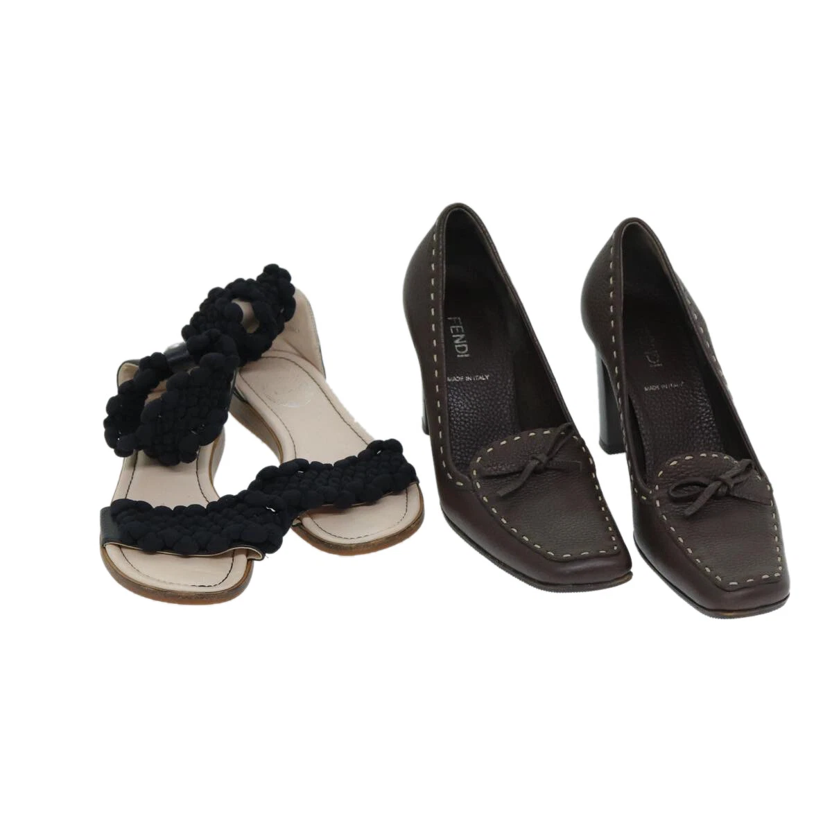 Chaussures Christian Dior Fendi cuir lot de 2 marron blanc authentique ac2991