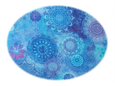 0,3 m Good Vibes (22,00  /m),Clothworks, Mandala Blumen blau o. rot