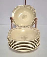  8 Homer Laughlin Century Ivory Vellum Garland Daisies Fruit Dessert Bowls 5"