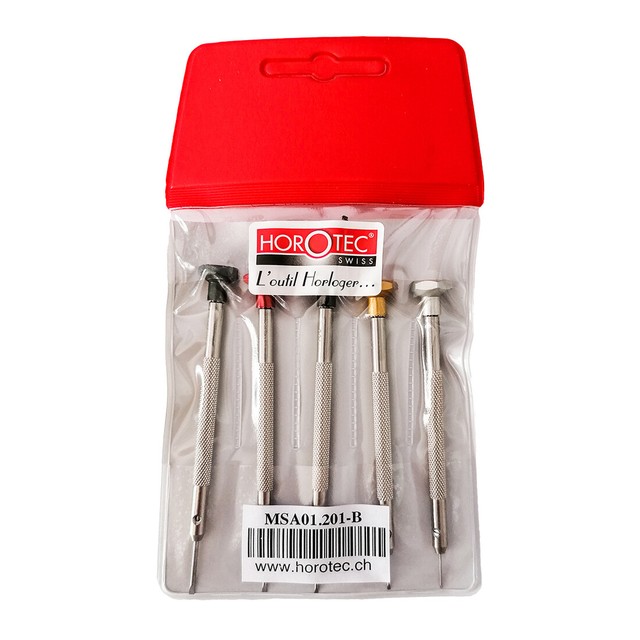 Horotec MSA 01.201B assortment of 5 watchmaker screwdrivers 0.60mm to
