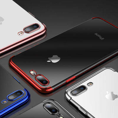Für iPhone 7 8+ PLUS Schutzhülle Stoßfest Klar Case Cover Rot