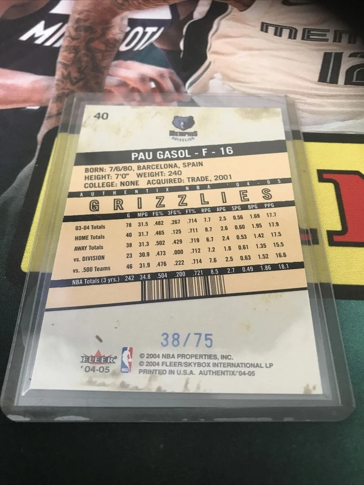 Fleer Authentix Pau Gasol Base SSP /75 Grizzlies Lakers Future HOF - Image 2 of 2