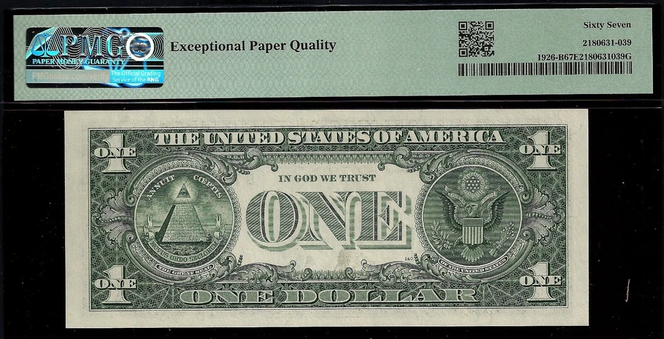 2001 $1 Federal Reserve Note Repeater PMG 67EPQ 2nd highest graded gem repeater - Image 4 of 4