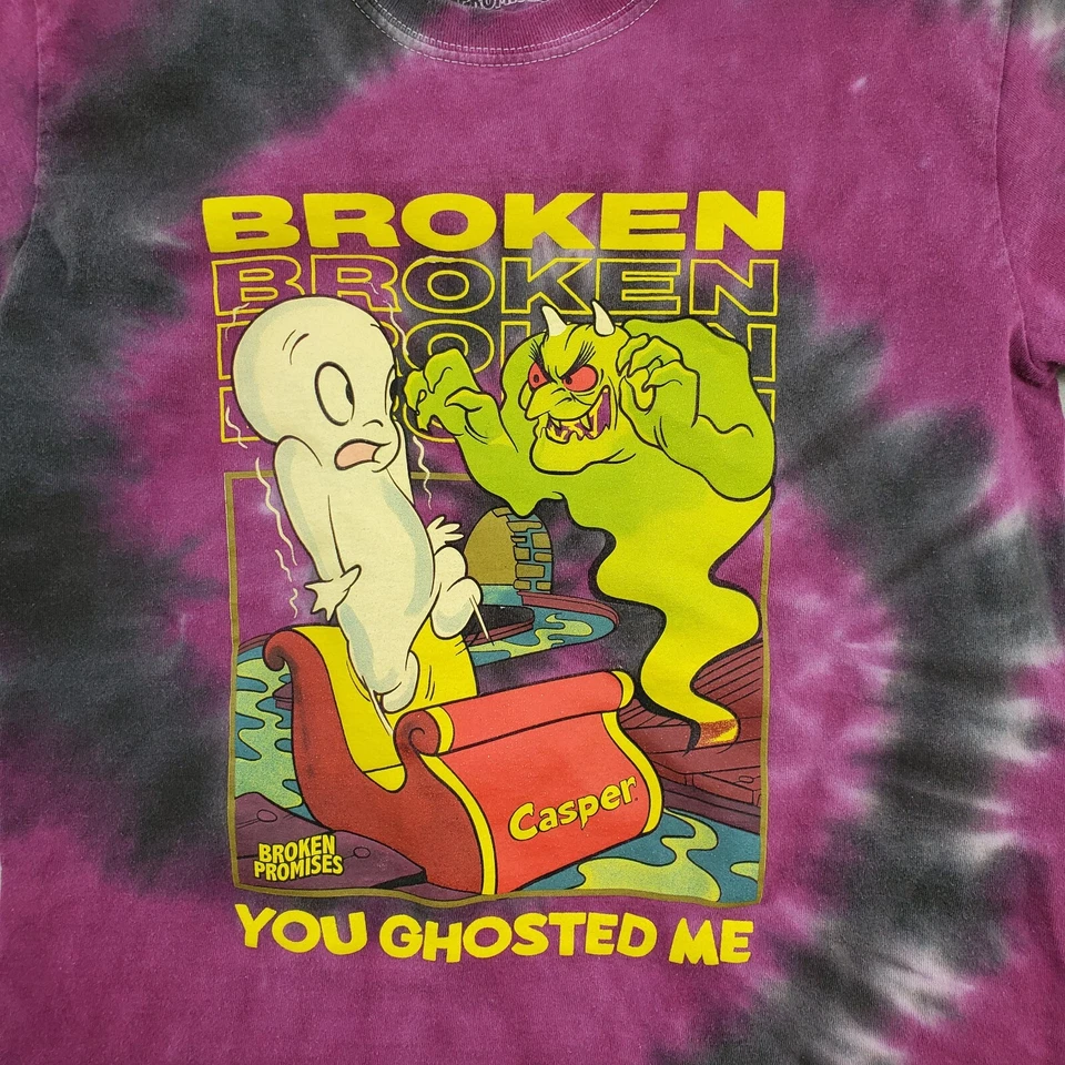Camiseta Casper Broken Promises Para Hombres Pequeña You Ghosted Me Púrpura Gráfico Tie Dye Foto 2 de 4