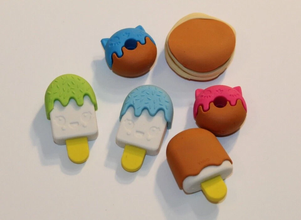 (6) MINI POSTRE Comida Niños Borrador LOTE Gomas de Borrar Premio Dijes Juguetes Inquietos Aleatorio Foto 2 de 4