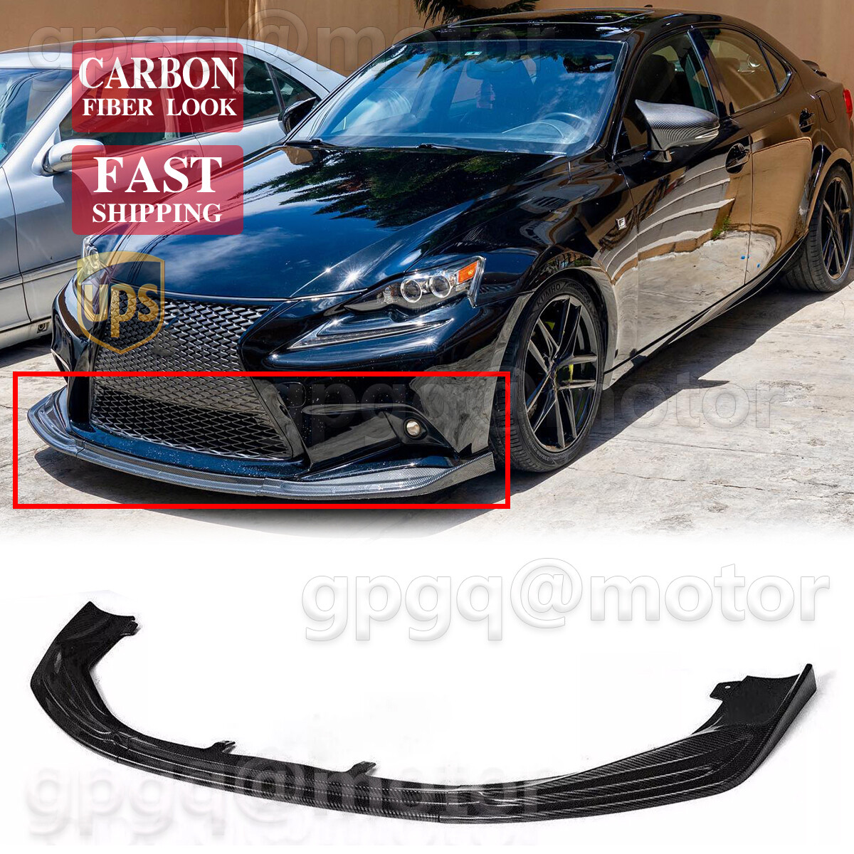 Front Grille Emblem Logo For Lexus IS 2014-2023 (IS200t, IS250, IS350) - Chrome & Black Radar-Compatible Replacement 2 thumbnail image