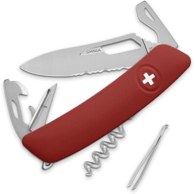 Swiza SH03 Tool Multi Pocket Knife Stainless Steel Blades Red Synthetic Handle