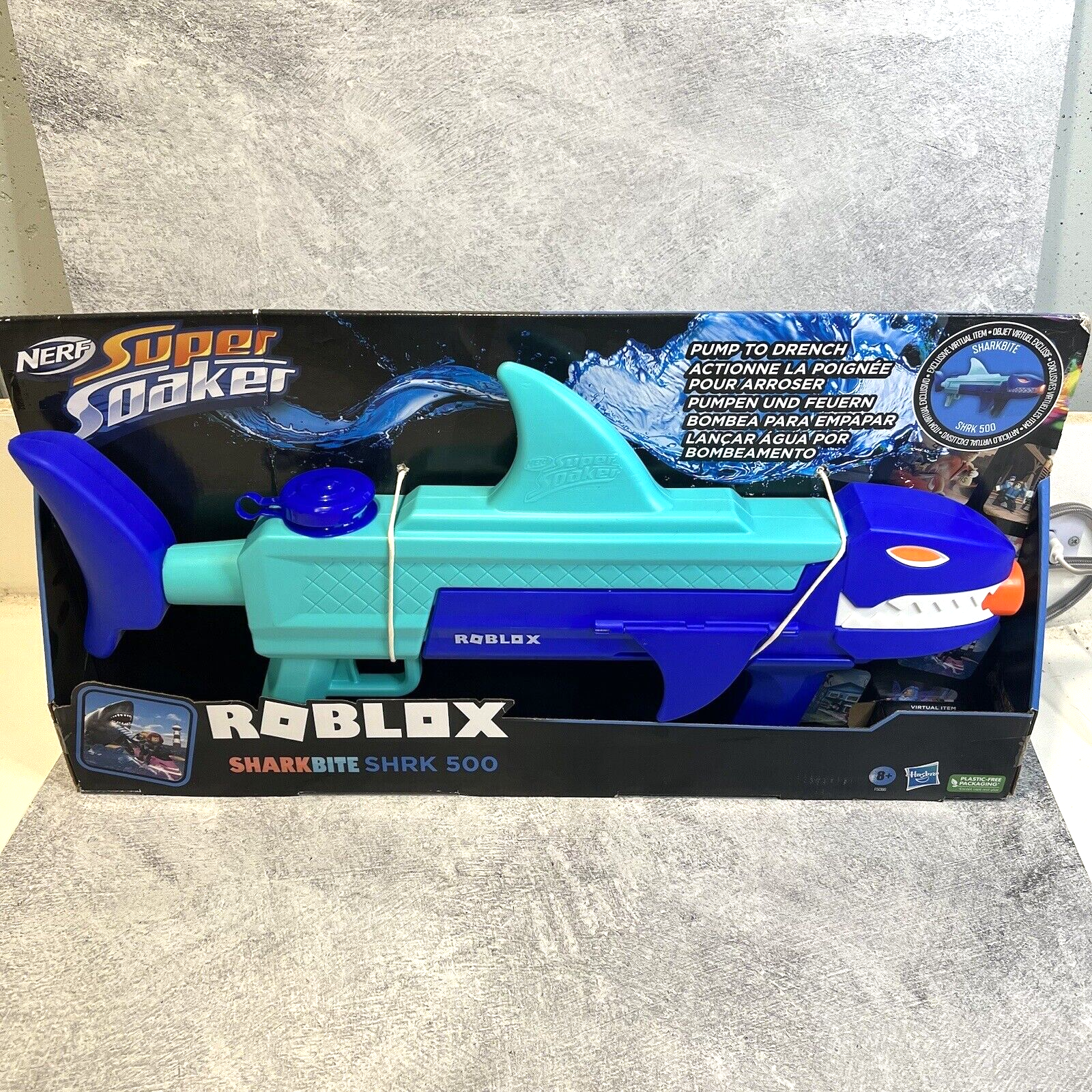 NERF Super Soaker Roblox SharkBite SHRK 500 Gun and Virtual Item Code NEW