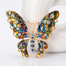 Fashion Colorful Rhinestone Butterfly Brooch Enamel Insect Pin Clothing Jewelry