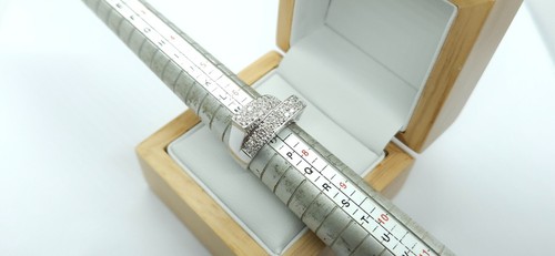 14ct White Gold 0.55ct Diamond set double row cluster ring - Picture 10 of 19