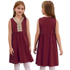 Kids Girls Ruffled Banquet Gown Birthday Dress Elegant Spring Sleeveless A-line