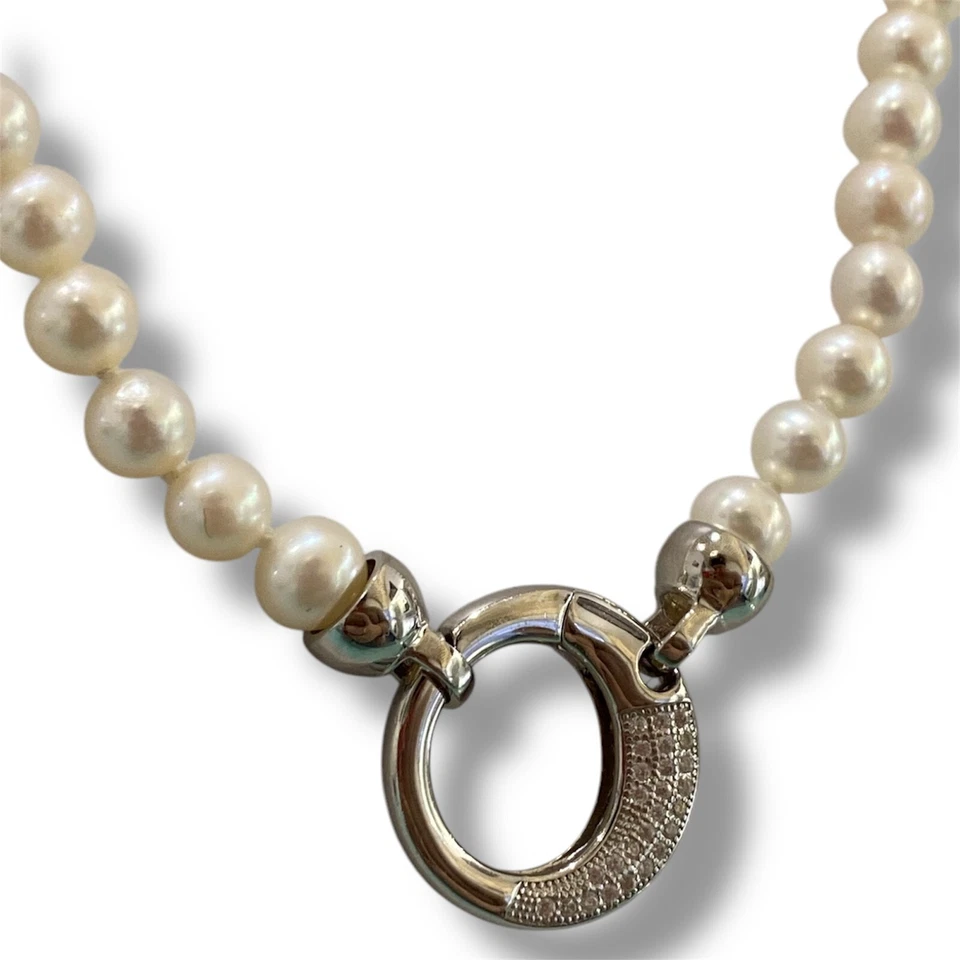 Collana Donna argento 925% con Perle di Acqua Dolce 6/6,5 mm - Immagine 2 di 4