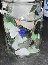 Genuine English Sea Glass Beautiful Coastal Colors Vintage Atlas E-Z Seal Jar