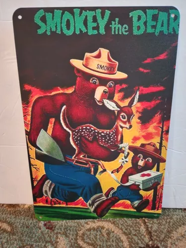 Brand New Repro Smokey The Bear Tin Sign!
