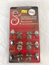 Grover Guitar Tuners w/ Bushings  Screws. Tuning Machines. Full Set. Silver