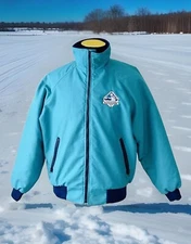 Vintage Alaskan Polar Fleece By Malden Zip Ski Jacket teal navy blue Size Large
