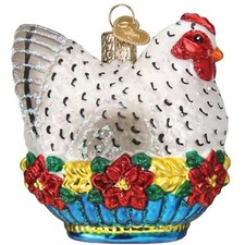 Old World Christmas Blown Glass Ornament for Christmas Tree, French Hen
