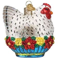 Old World Christmas Blown Glass Ornament for Christmas Tree, French Hen
