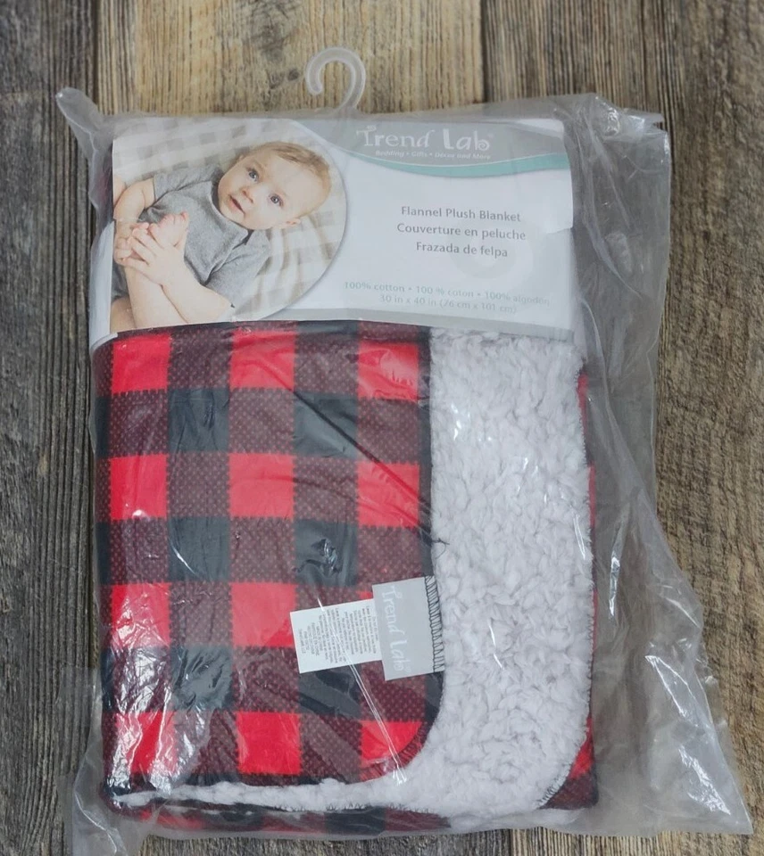 Nueva MANTA TREND LAB Franela Felpa Bebé Roja Negra Búfalo Cuadros Niños/Niñas Nueva con Etiquetas Foto 3 de 4