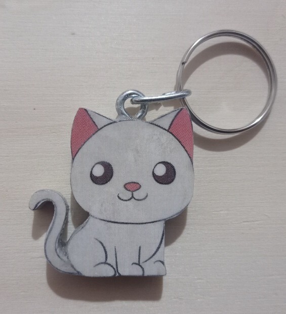 GATTO PORTACHIAVI CIONDOLO FATTO A MANO ARTIGIANATO COLLEZIONE IDEA REGALO