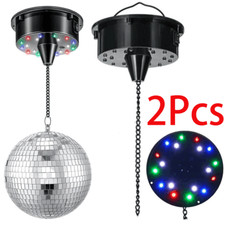 2X 6RPM RGB Light Rotating Motor 18LEDs For Mirror Disco Ball 6" 8" 12" Party 