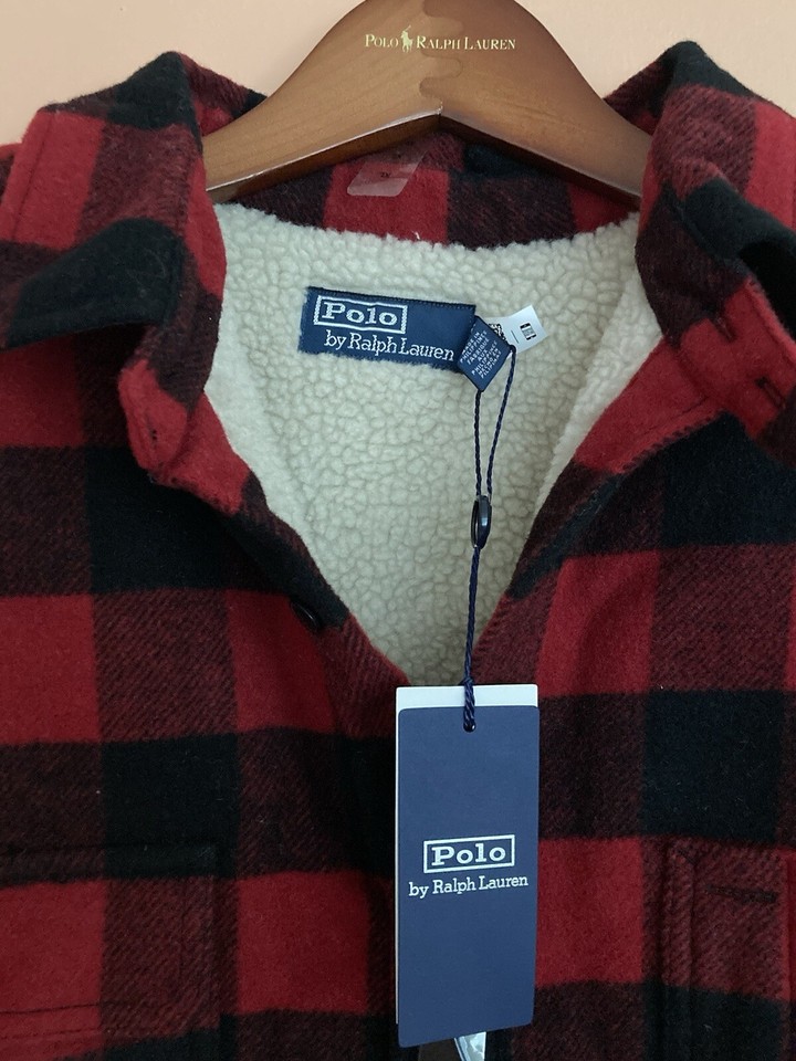 Polo Ralph Lauren Buffalo Plaid Sherpa Fleece Lined Work Shirt Jacket