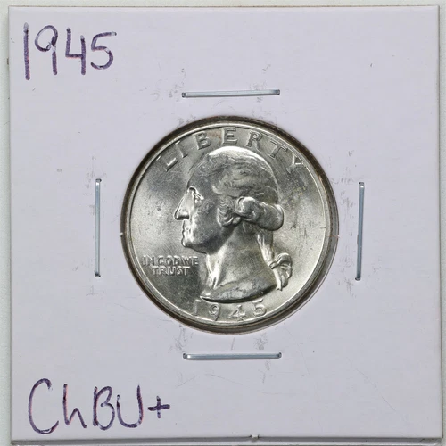 1945 25C Washington Quarter Dollar in Choice BU+ Condition #2047