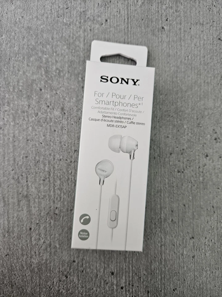 Sony MDR-EX15AP White In-Ear HeadPhones For Smartphone White New Cable Lead Box - Image 2 of 4