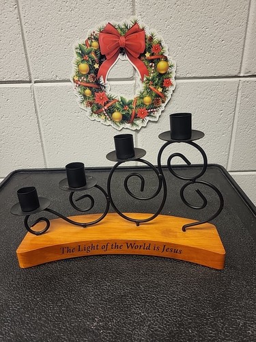 Abbey Press Metal & Wood Tabletop Candelabra Decor Christmas Easter Tapers 10×9 - Picture 8 of 8