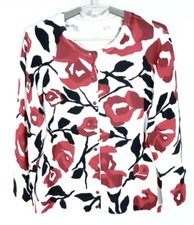 CHARTER CLUB Women Rayon Nylon Cardigan Sweater Long Sleeve Floral Multicolor PM