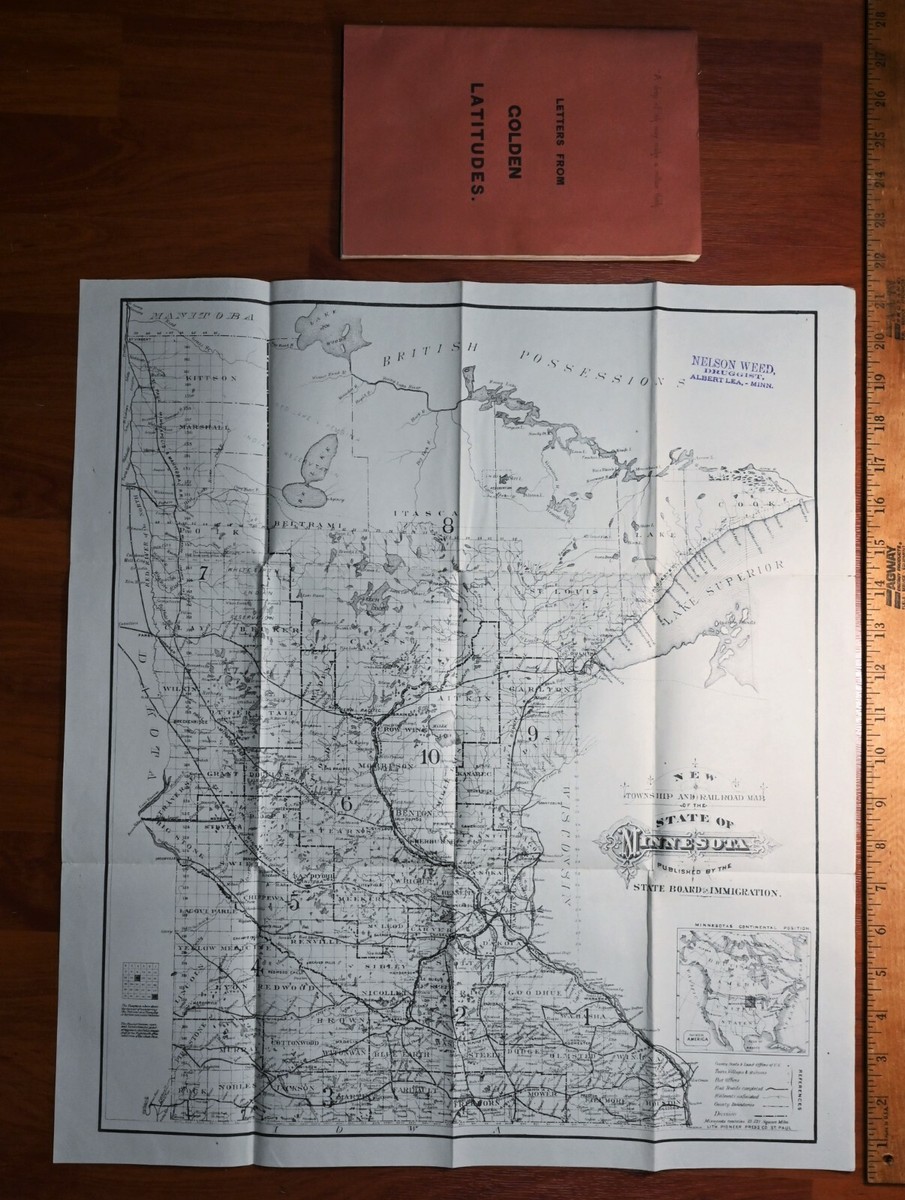 RARE Map Book Minnesota Dakota Territory 1885 Letters Travel - Main Image
