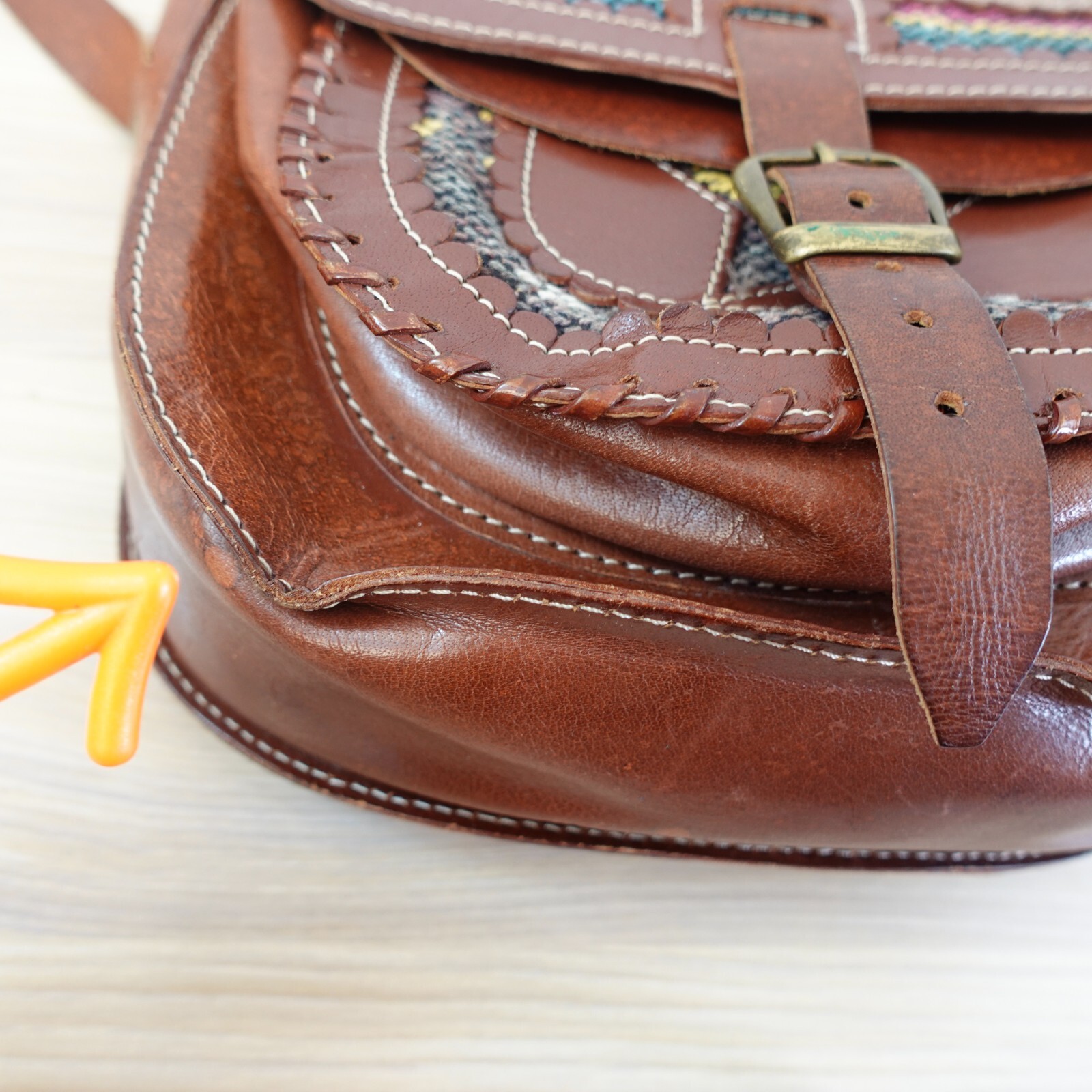 Saddle Leather Patchwork Western Bag Small Brown … - image 11