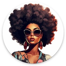 Mouse Pad, Cute Black Women Mouse Pads with Design, Round Washable Cloth Pers...