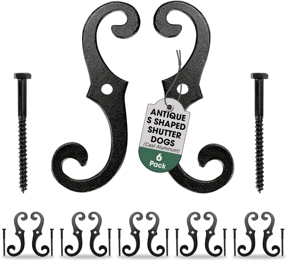 Black Cast Aluminum Shutter Hardware - 6.5 Inches, 6-Pack - Image 3 of 4