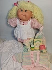 Cabbage Patch Doll 1983 Original 1st Ed. Green Eye Blond Hair Girl Heart Dress