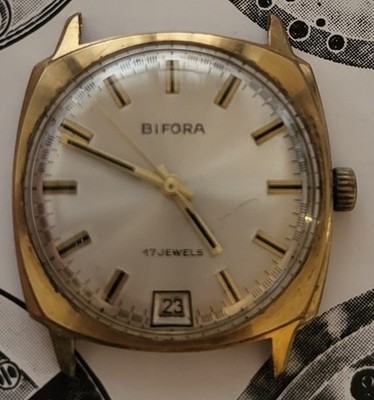 BIFORA-Kaliber 91-DATUM , VERGOLDET-Vintage 1960-70er