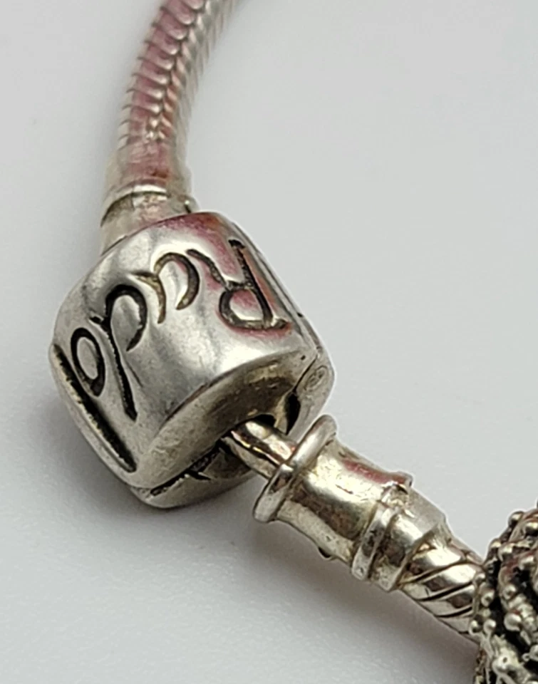 Pulsera SilveRado 925 Plata Esterlina Dije Cupcake Azul Circonita Circonita Corazón Hermana Foto 3 de 4