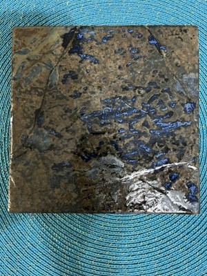 Textured Brown With Blue Splashing Colors Ceramic 6x6 Tile