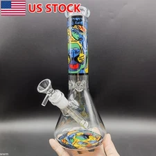 10 INCH Hookah Abstract Style Glass Bong Smoking Water Pipe Bubbler w/Bowl US