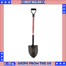 28 in. Round Point Shovel with Fiberglass Handle, 16 Gauge Steel Head Heavy Duty