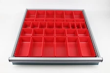 33 PBA  Red Plastic Box Assortment - 3 Inch Deep Drawer Organizer Bins, Tool box