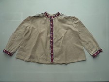 Kinder Kasack - Bluse - Folklore - Handarbeit - ca. 60er Jahre - Borte - Leinen?