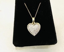 14k Yellow Gold Pave Diamond Heart Necklace