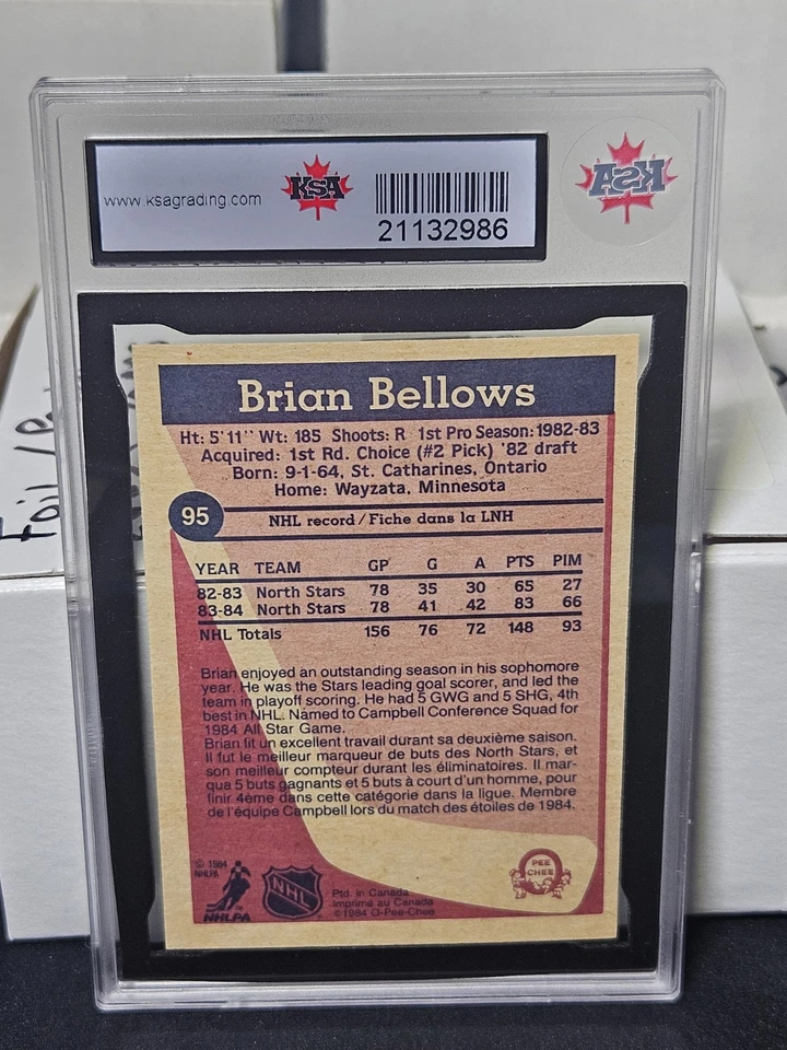 84-85 O-Pee-Chee Brian Bellows 2nd Year Card KSA 7 💥💥💥 Minnesota North Stars - Image 2 of 2
