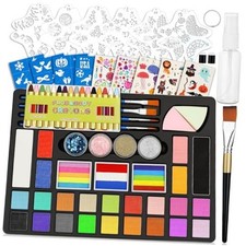 Face Painting Kit, 27 Colors Non-Toxic Paint with Brushes, 16 Crayons, 6
