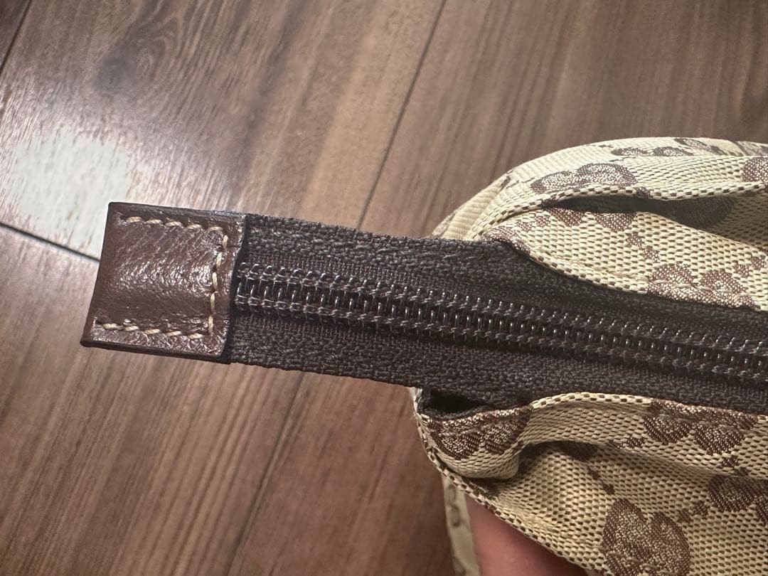 GUCCI Tote Bag GG Pattern Canvas Leather Ivory Green Red Authentic Excellent thumbnail 6