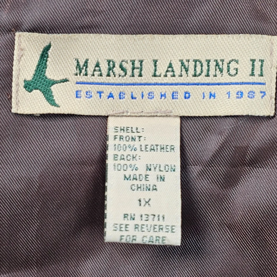 Chaleco de cuero de vaca marrón Y2K Marsh Landing II para mujer talla 1X forrado Western Boho Foto 4 de 4