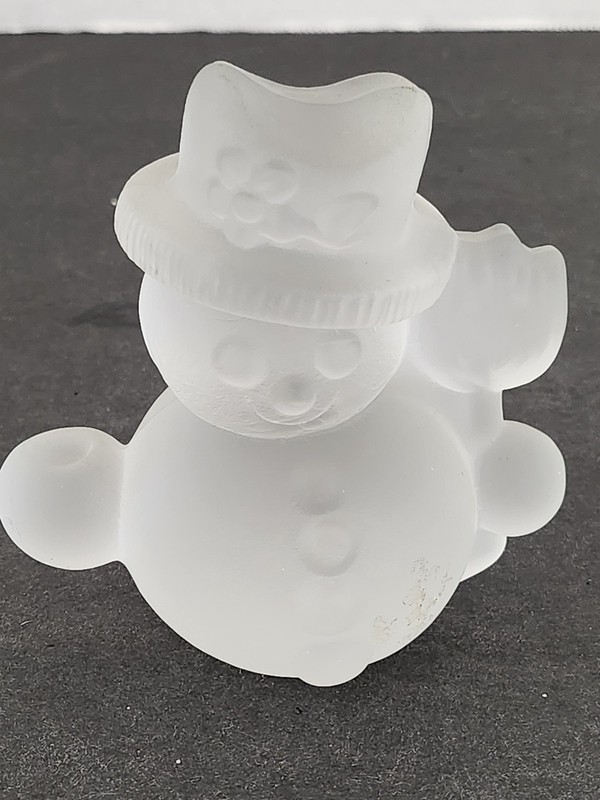 Vintage Goebel Crystal Frosted Snowman Candle Holder New 