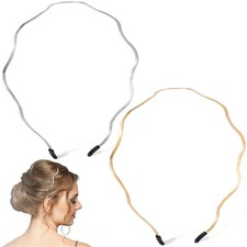 PAGOW 2 Pcs Metal Headbands for Women Trendy, Gold Silver Wavy Headbands for ...