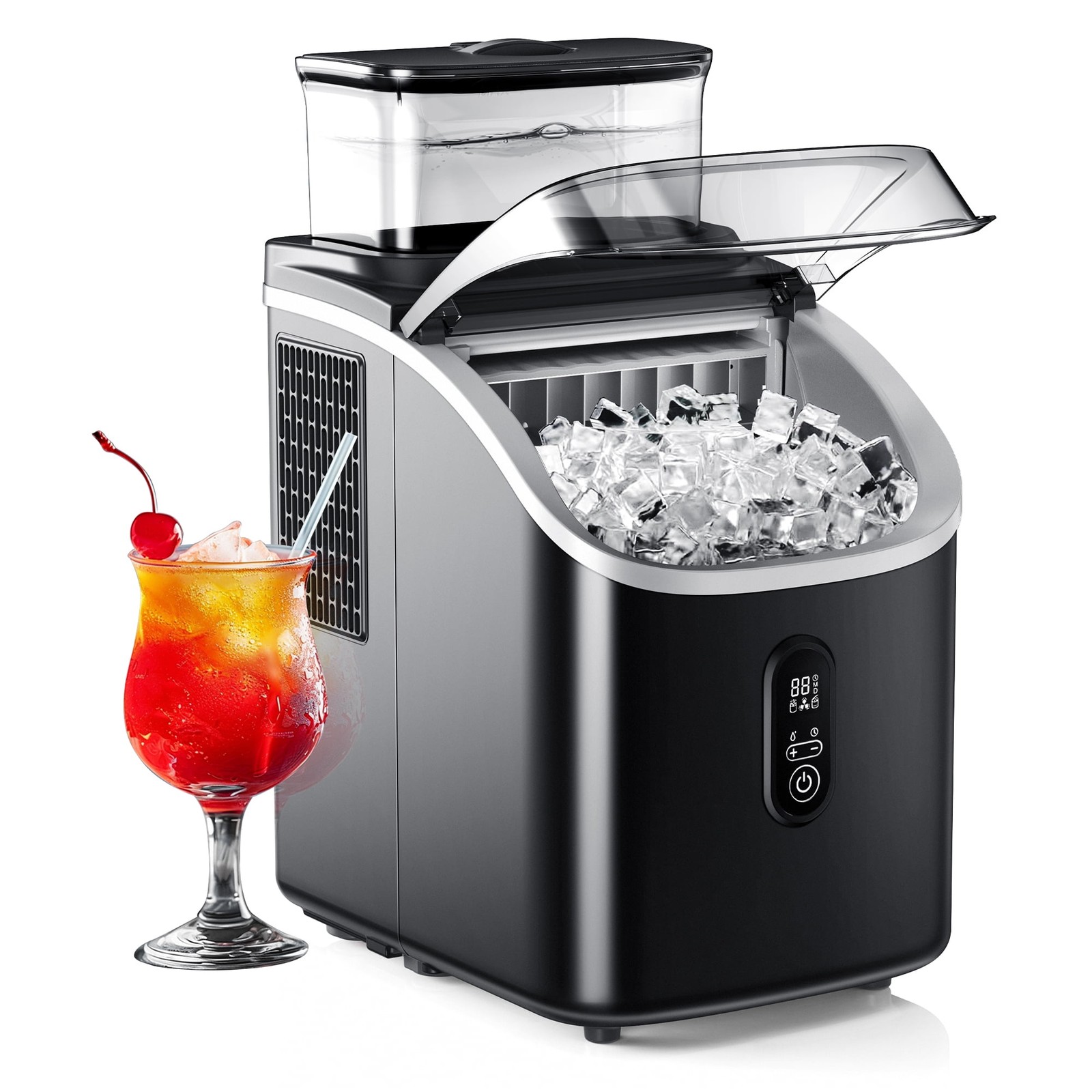 34.5Lb Cube Countertop Ice Maker with External Water Tank Makes 16Pcs in 13 Mins